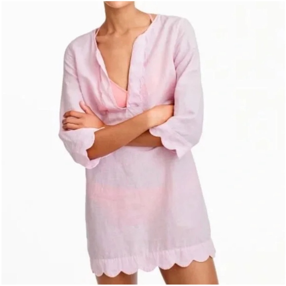 J Crew Pale pink scalloped tunic coverup/dress